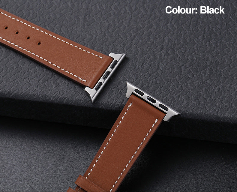 Genuine Leather Band Strap for Apple Watch Black