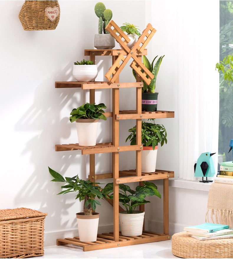 Bamboo Windmill Plant Stand