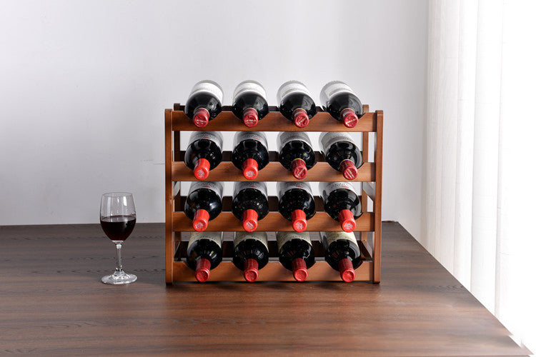 4 Tiers 16 Bottle Countertop Wine Bottle Holder