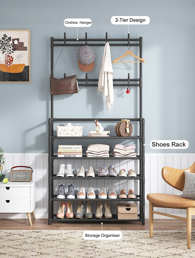 Shoes Rack with Clothes Hanging