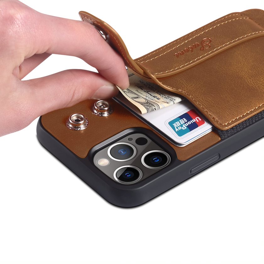 PU Leather Brown case with Card Holder for iPhone 13/Pro/Pro Max