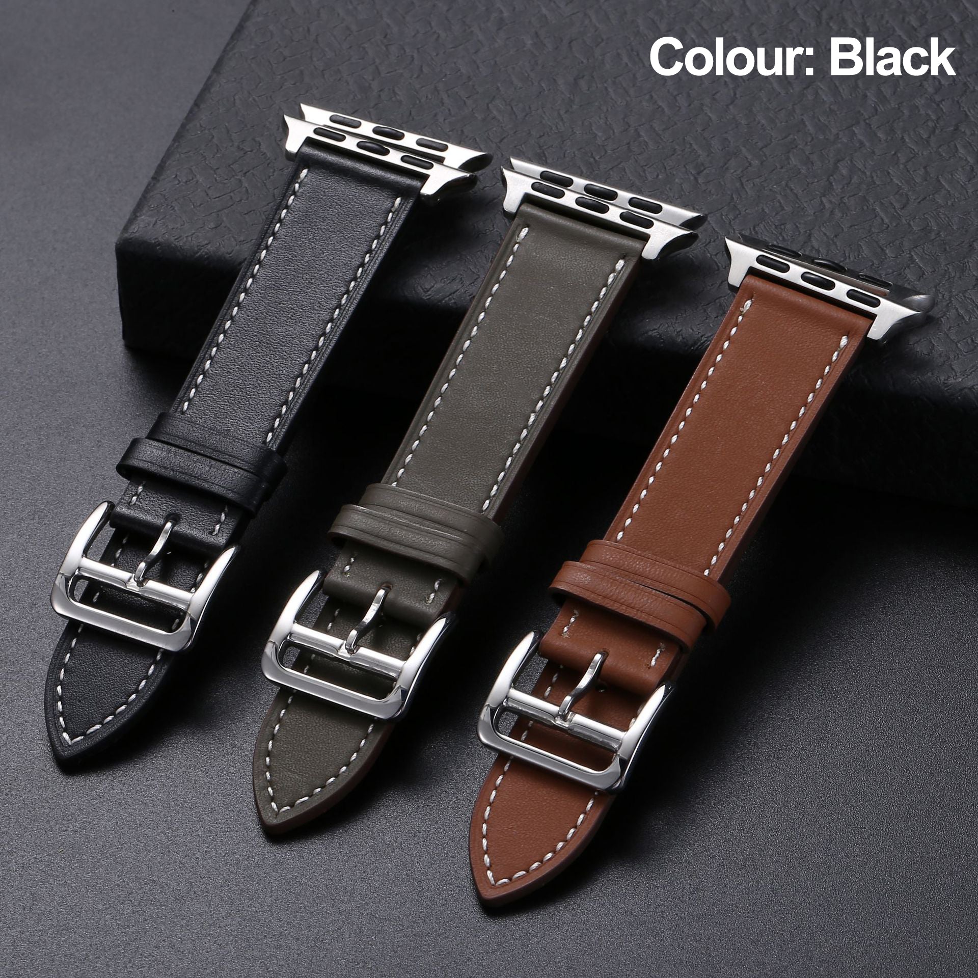 Genuine Leather Band Strap for Apple Watch Black