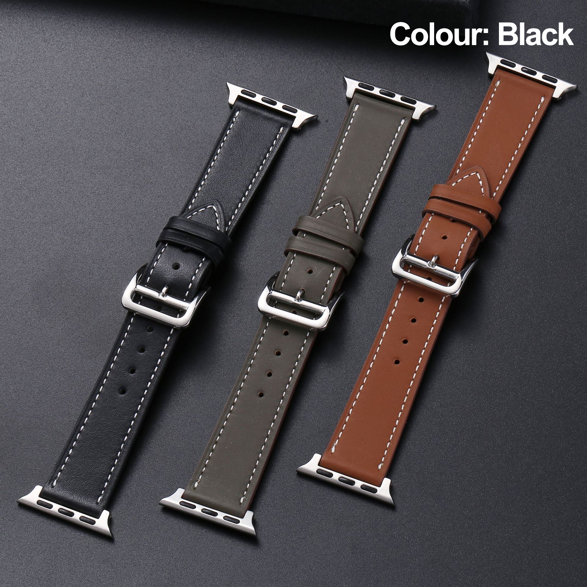 Genuine Leather Band Strap for Apple Watch Black