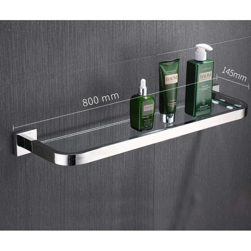 Stainless Steel & Glass Bathroom Shelf