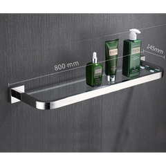 Stainless Steel & Glass Bathroom Shelf