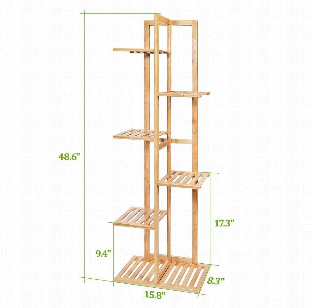 Bamboo 6 Tier 7 Potted Plant Stand Rack Multiple Flower Pot Holder Shelf