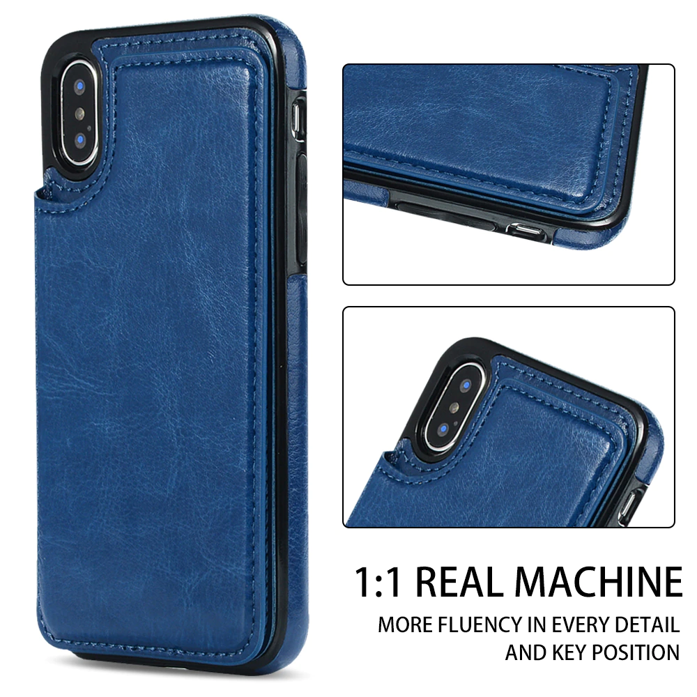 PU Leather Wallet Case with Card Pockets Back Flip Cover for iPhone 11 Pro Max