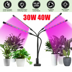 4 Head LED Plant Grow Light with Clip Base