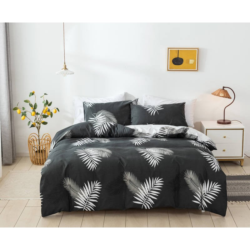 3pcs Microfiber Duvet Cover Set Silver Fern