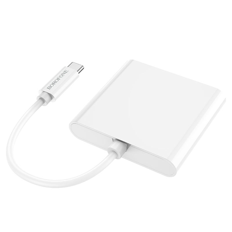 BOROFONE DH4 USB-C to USB3.0 + HDMI (4K / 30Hz) + USB-C (PD60W charging power) Converter - White