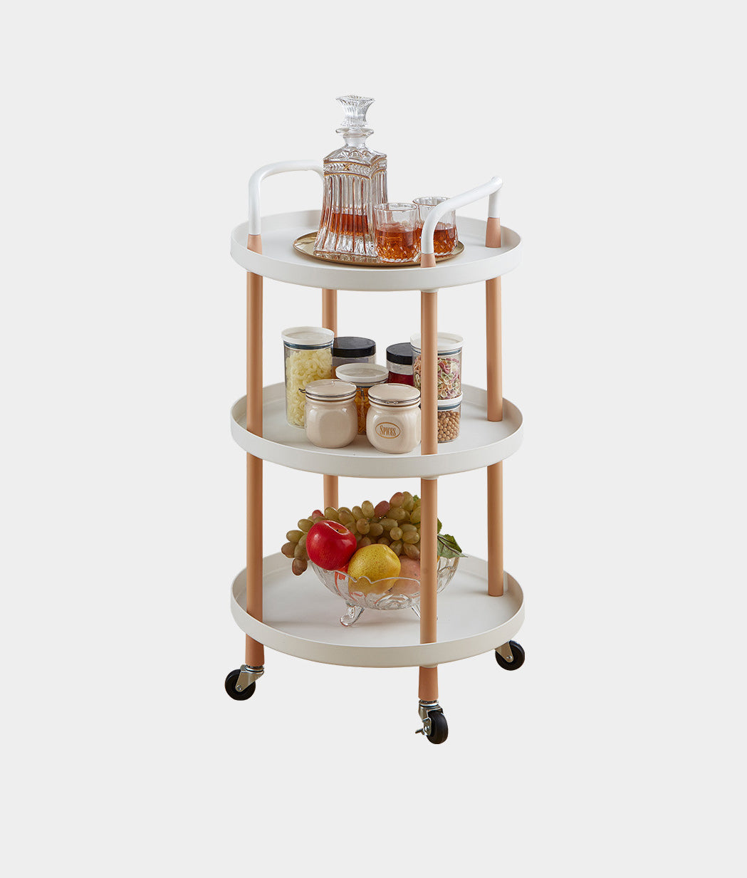 3 Tier Food Storage Kitchen Beverage Trolley White