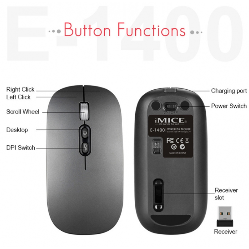 iMiCE E-1400 Bluetooth+2.4G Rechargeable Wireless Mouse