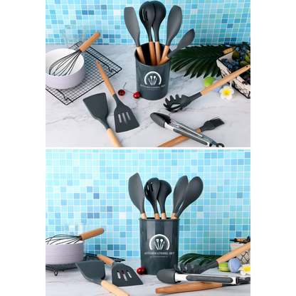 34Pcs Silicone Utensils Cooking Kitchen Set Cookware BPA Free
