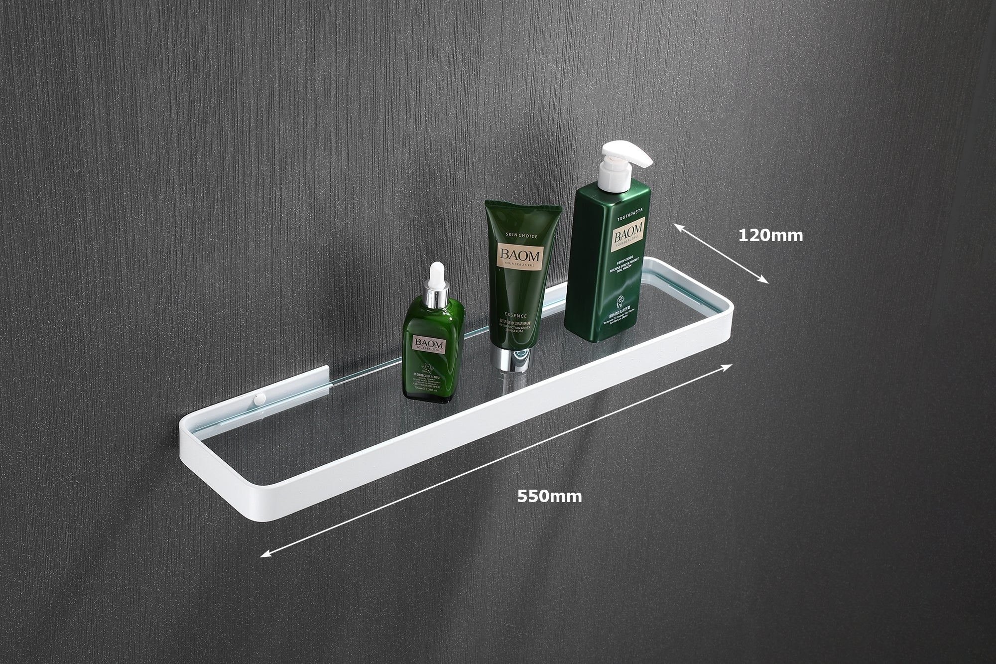 Aluminium Glass Shelf 55cm