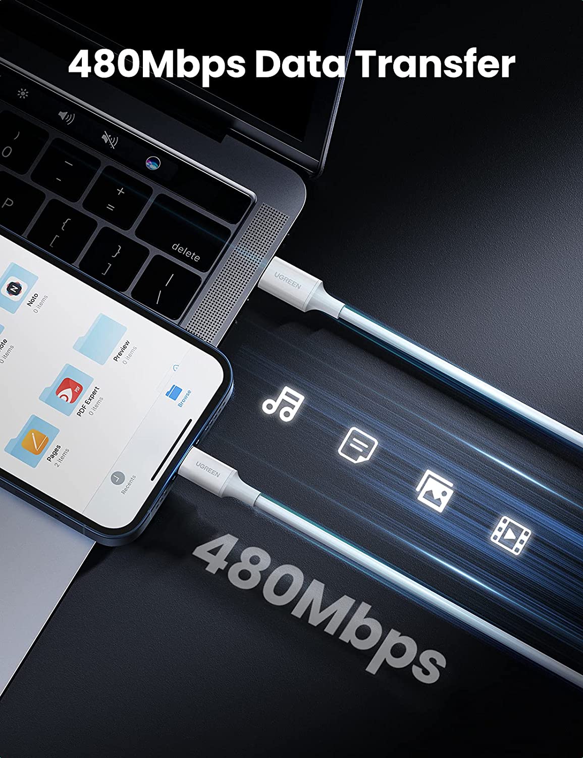 USB-C to Lightning PD Cable - 1m, for iPhone 12-15 Series