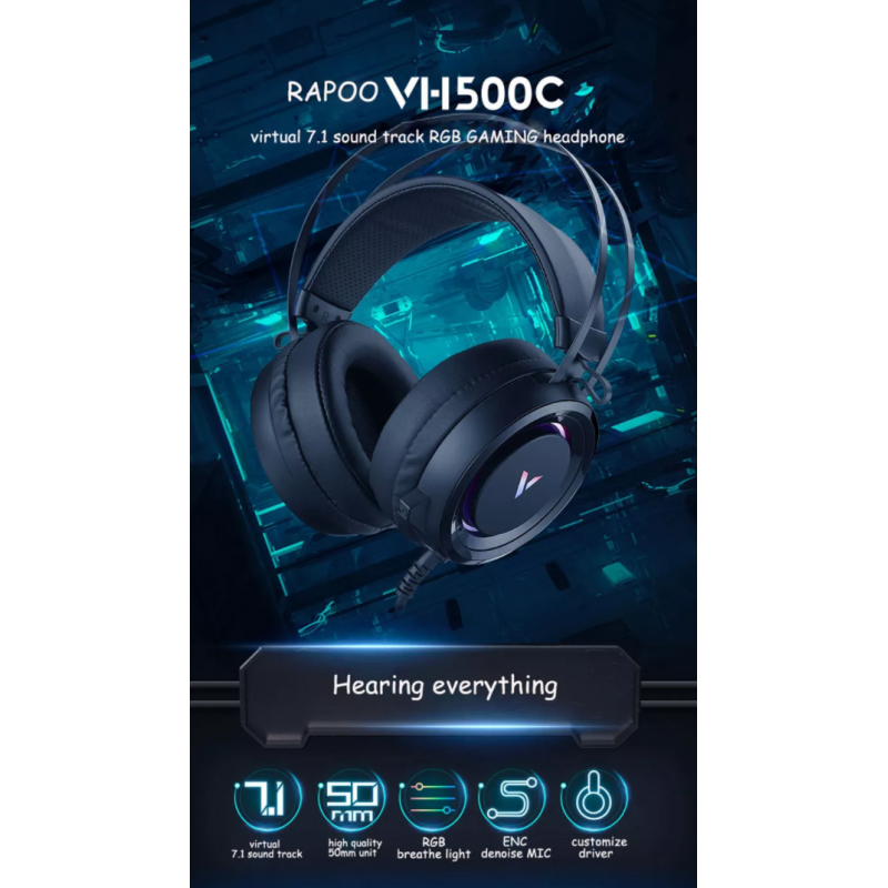 Rapoo VH500C Gaming Headset 7.1 Sound RGB LED Light