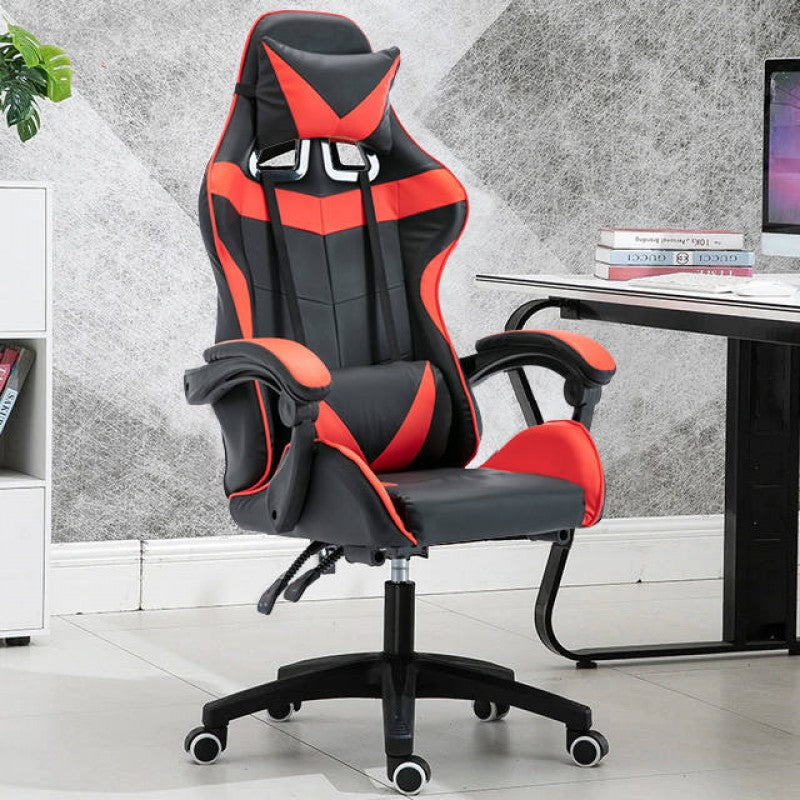 Gaming Office Chair with Headrest Footrest Back Support Red