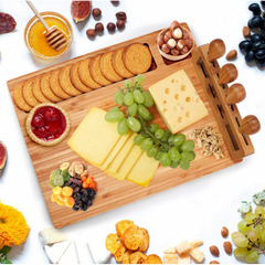 Yael Bamboo Cheese Board with Cheese Knives Shelf