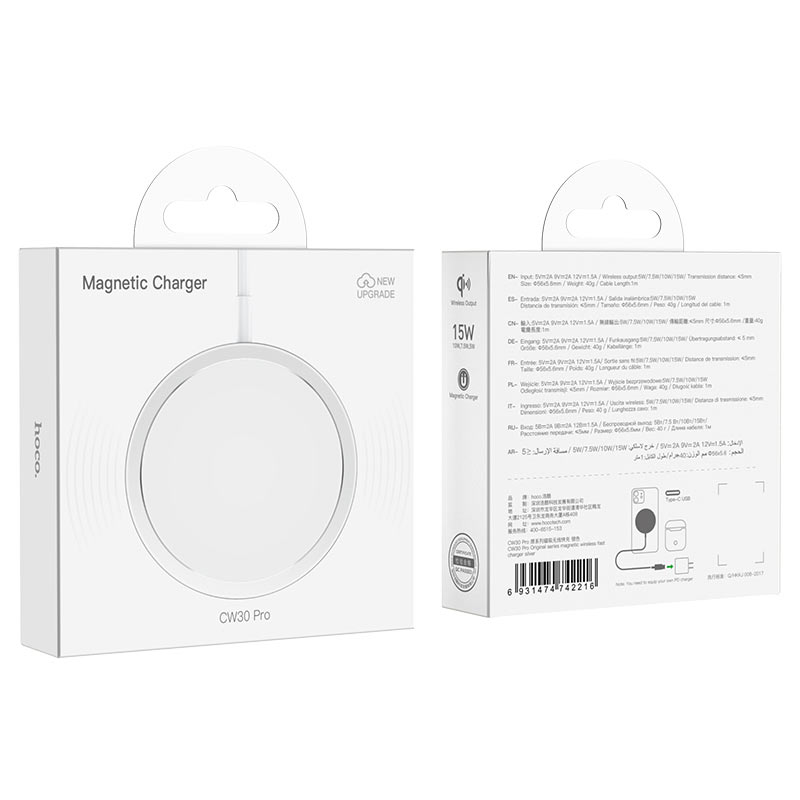 Hoco CW30 Pro MagSafe Wireless Charger - White