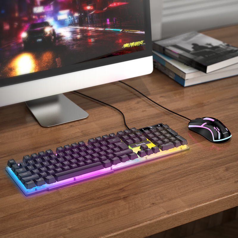 Hoco GM11 Glowing Gaming Keyboard & Mouse Combo - Black (English Version)