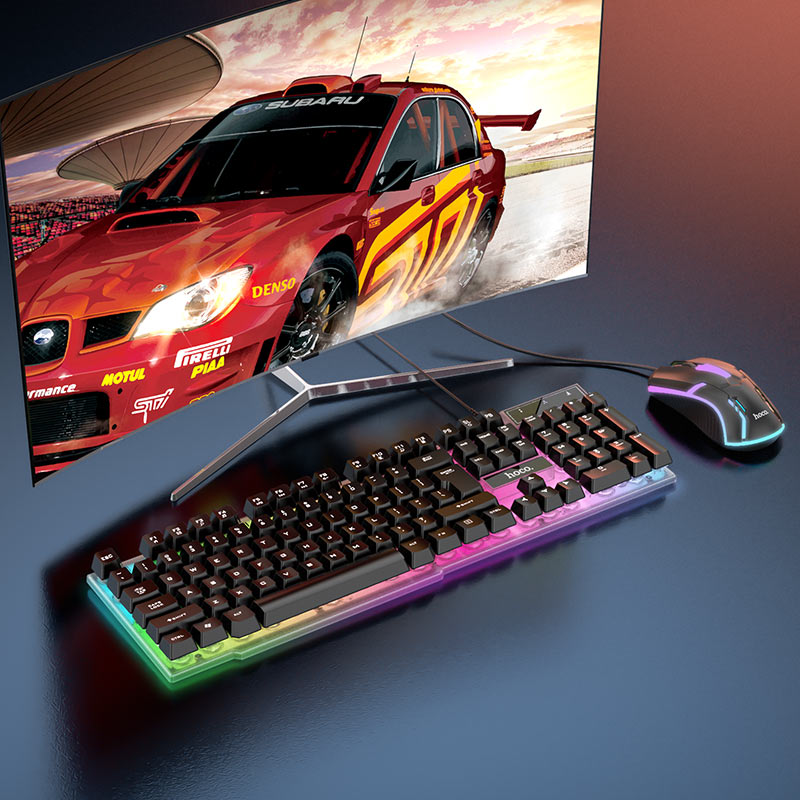 Hoco GM11 Glowing Gaming Keyboard & Mouse Combo - Black (English Version)