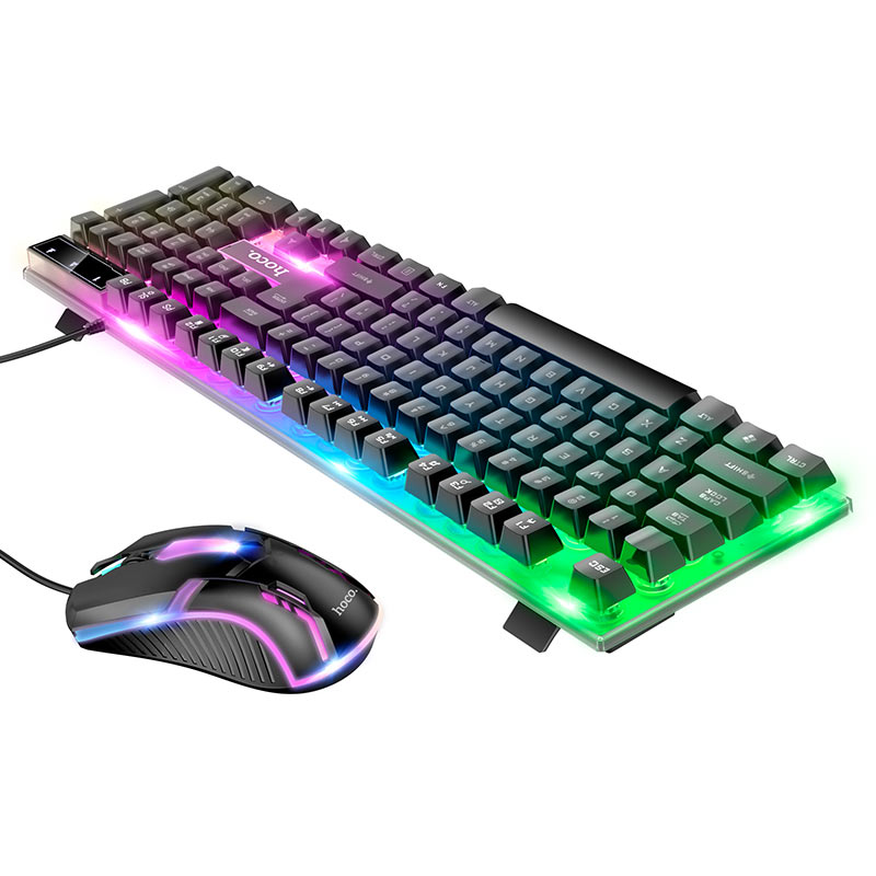 Hoco GM11 Glowing Gaming Keyboard & Mouse Combo - Black (English Version)
