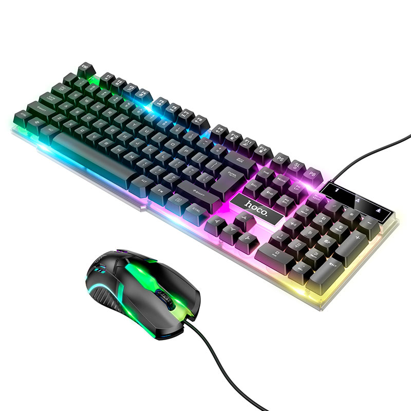 hoco. GM11 Glowing Gaming Keyboard and Mouse Set - Black (English Version)