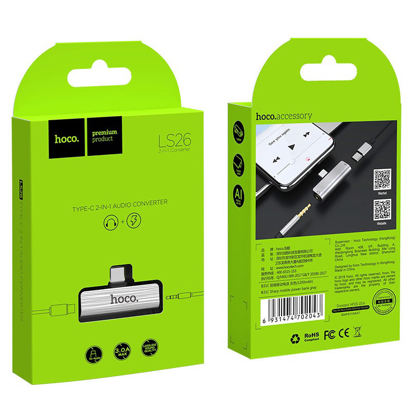 Hoco LS26 USB-C 2-in-1 Audio Adapter
