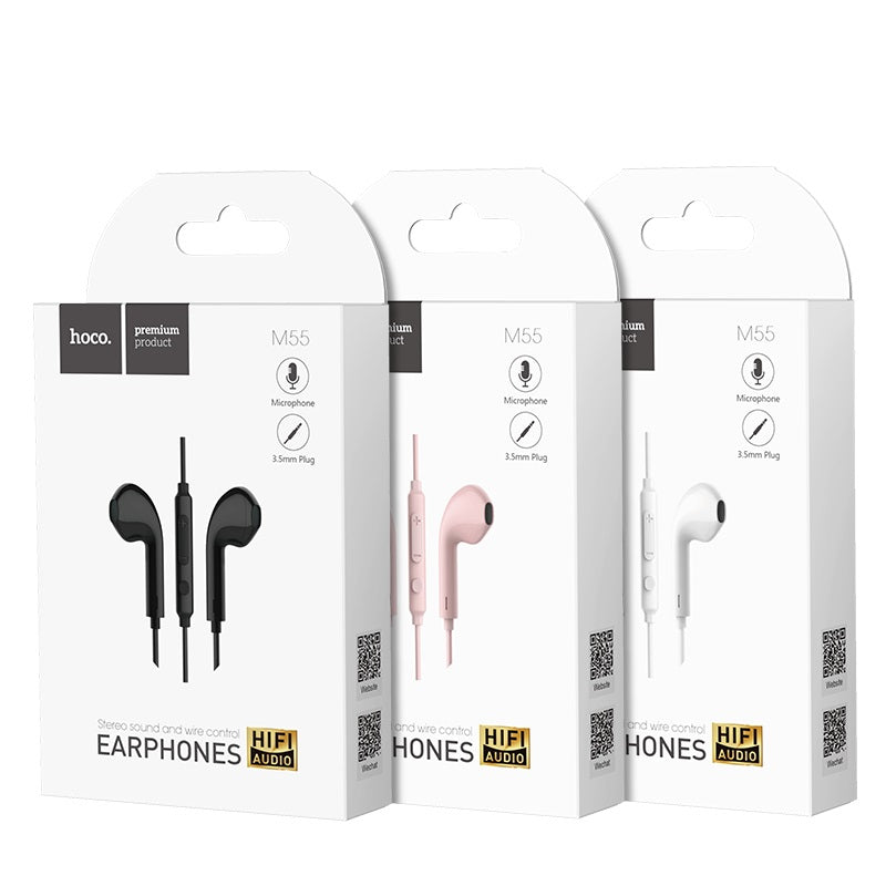 Hoco M55 Wired Wired Earphones with Mic - Pink