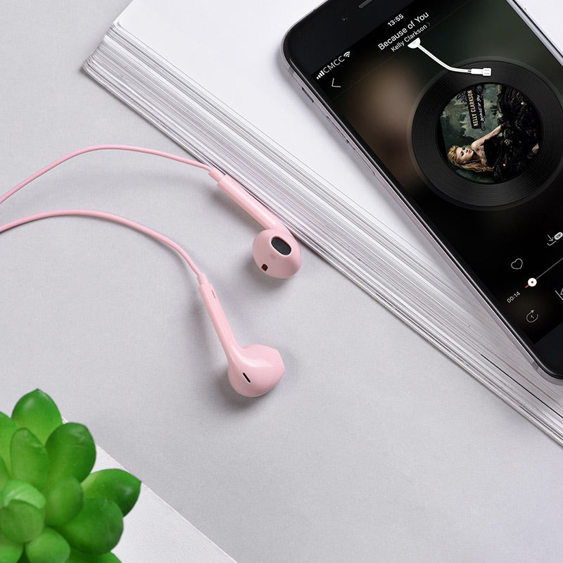 Hoco M55 Wired Wired Earphones with Mic - Pink