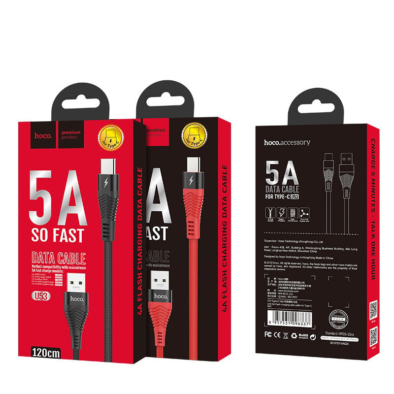Hoco U53 USB-A to USB-C Charging Cable 1.2m - Red