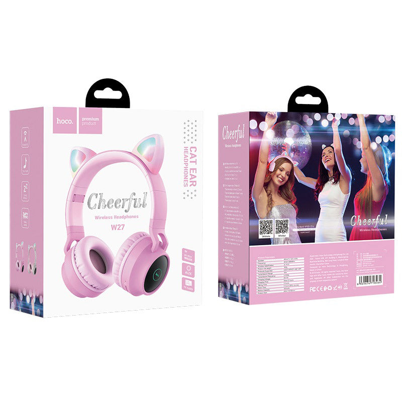 hoco. W27 Cat ear wireless V5.0 headphones Pink