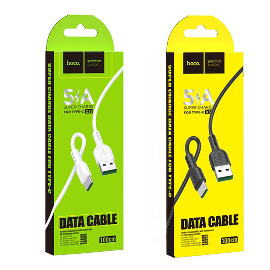 Hoco X33 USB-C 5A Fast Charging Cable - 1m, - Black