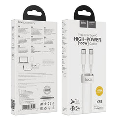 hoco. X51 Type-C to Type-C high-power 100W charging data cable white (L=1M)