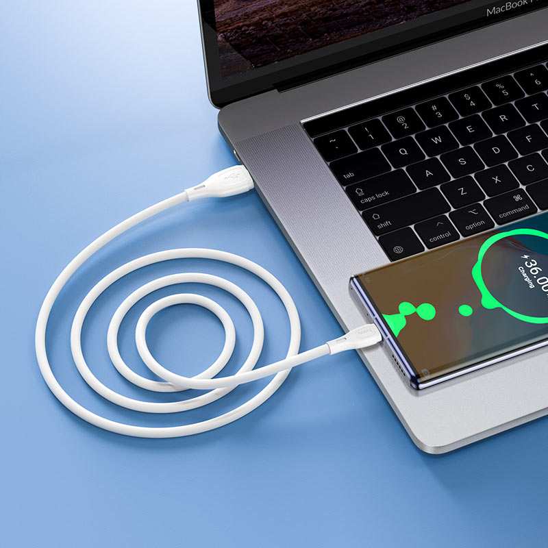 Hoco X61 USB-C Silicone Charging Cable - White