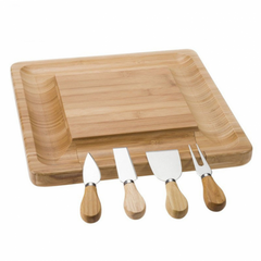 Yael Bamboo Cheese Board with Cheese Knives