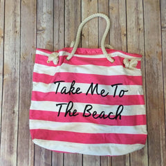 Women Canvas Stripe Handbag Summer Beach Shoulder Bag