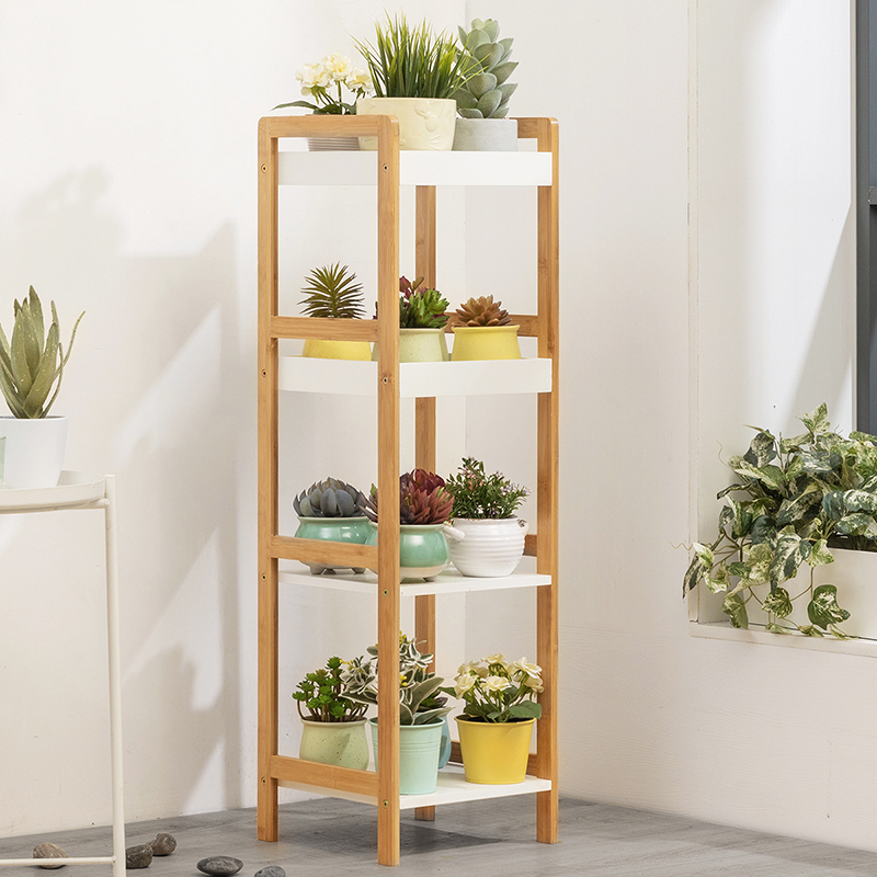 Bamboo Flower Planter Storage Rack Shelves Shelf Organiser