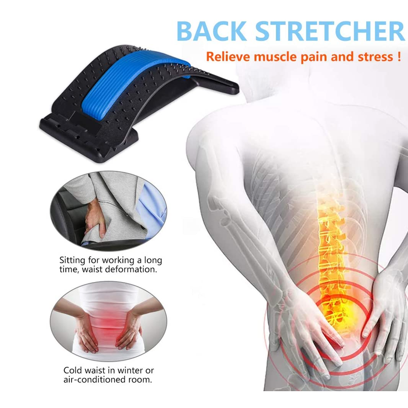 Lumbar Back Pain Relief Magnet Back Stretcher Blue