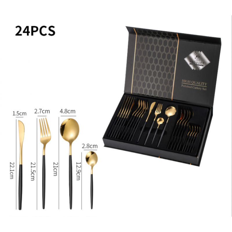 24PCs Yael Designer Premium Polished Cutlery Set