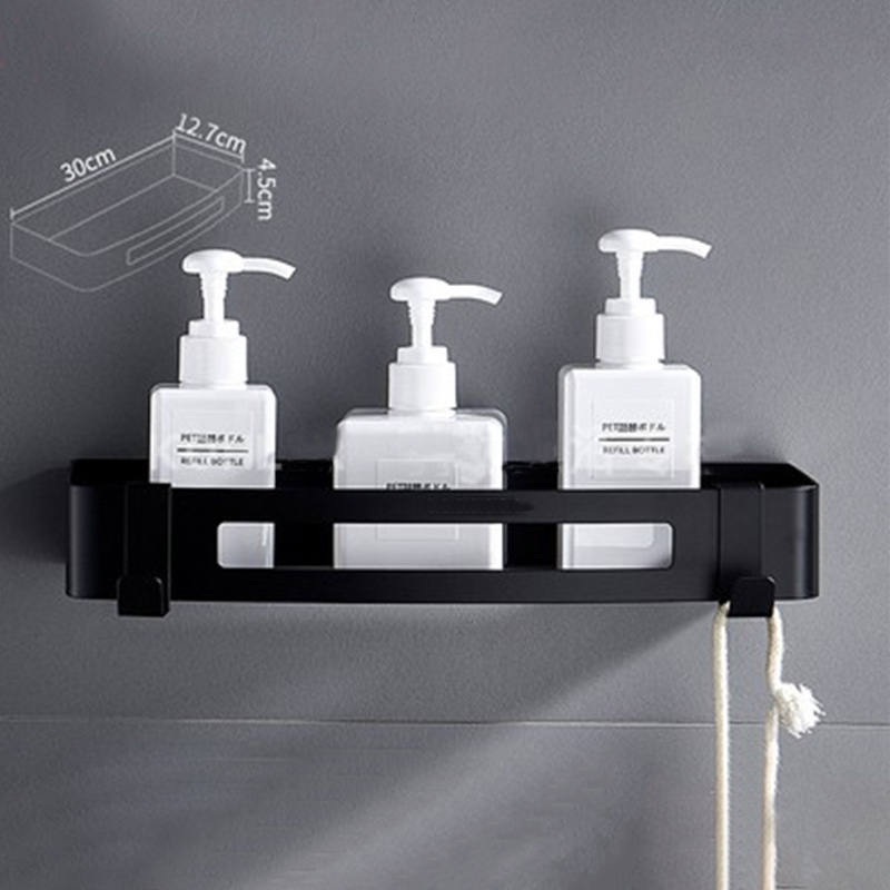 Stainless Steel Shower Rack with Hook - Matt Black