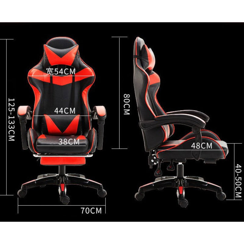 Gaming Chair with Headrest Footrest and Lumbar Support Red