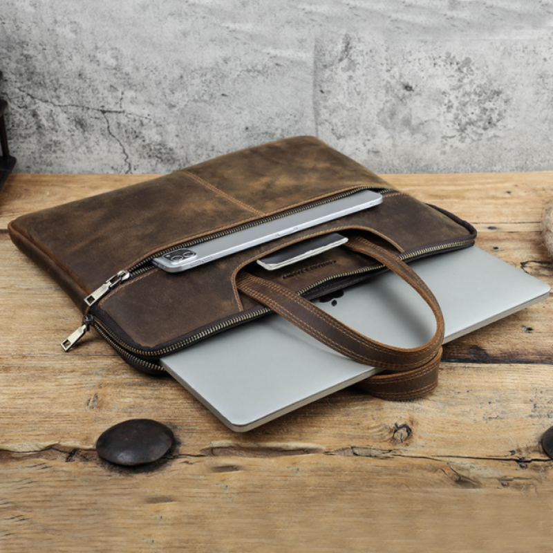 Oxford 15" Genuine Leather Laptop Tablet Bag