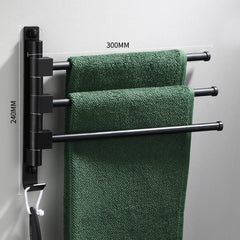 3 Arm Wall Mounted Aluminium Swivel Towel Rail