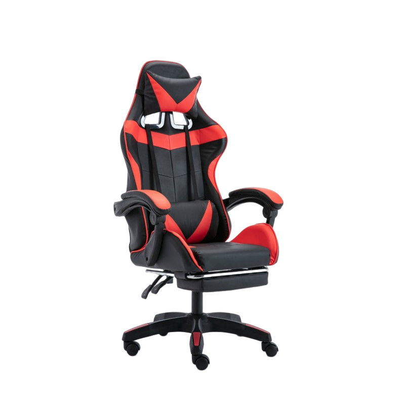 Gaming Chair with Headrest Footrest and Lumbar Support Red