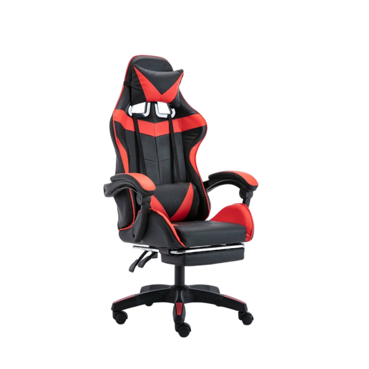 Gaming Office Chair with Headrest Footrest Back Support Red