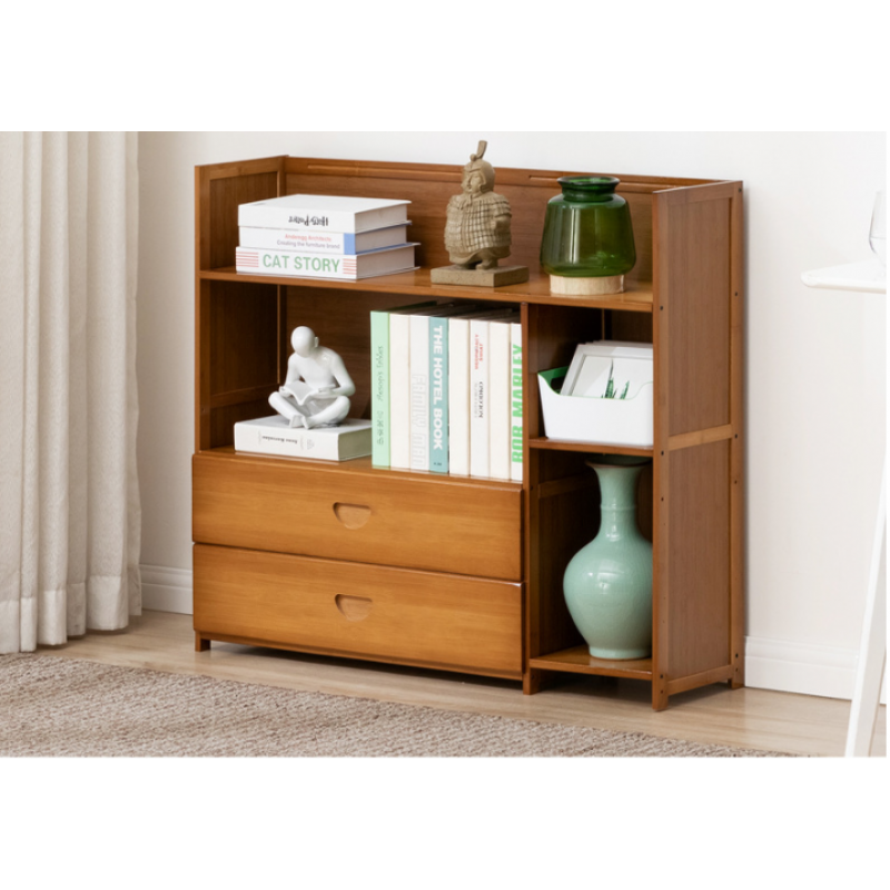 Bamboo 3 Tier Storage shelf with drawers 95cm