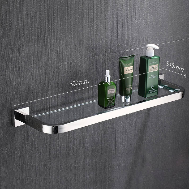 Stainless Steel & Glass Bathroom Shelf